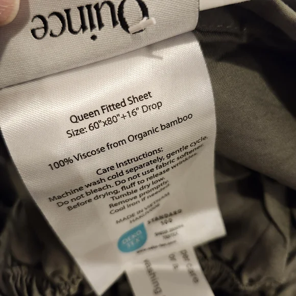 Quince Bamboo Sheet Set Olive Green Queen Size NWT Cooling Soft - Picture 4 of 6